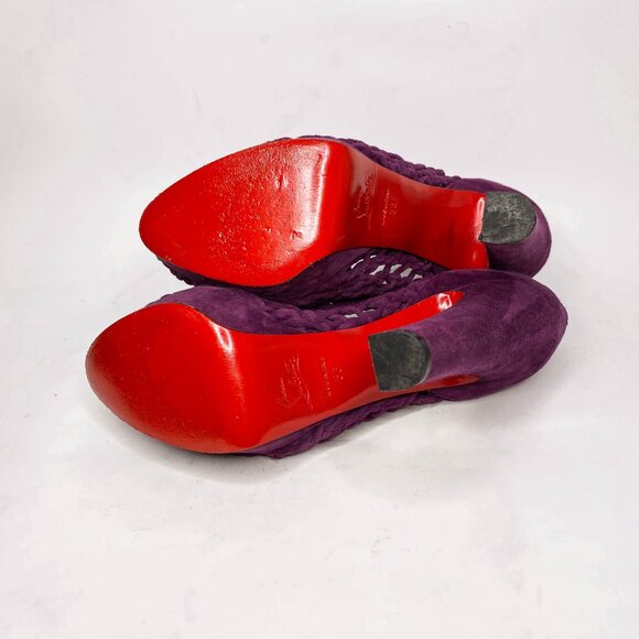 Louboutin Coussin Purple Suede Caged Booties - Picture 7 of 9